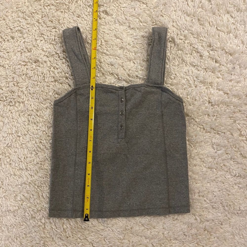 Abercrombie & Fitch Ribbed Henley Crop Tank Top Gray Square Neck Women's Medium - Picture 7 of 7